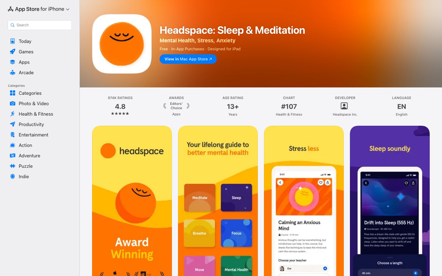 Headspace 店铺页