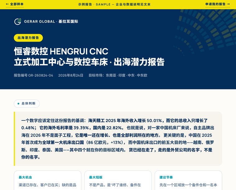 恒睿数控 HENGRUI 出海潜力报告 示例