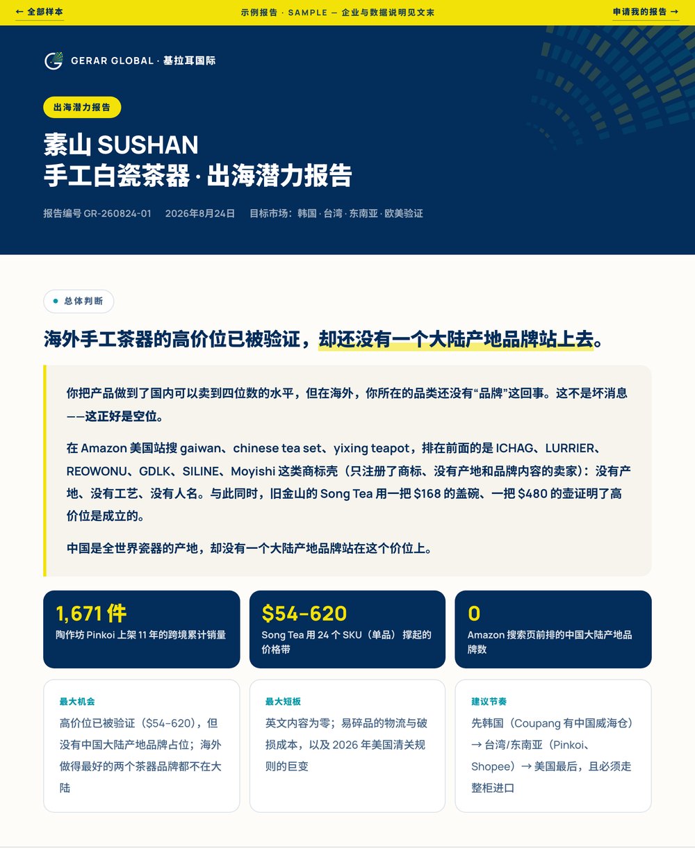 素山 SUSHAN 出海潜力报告 示例